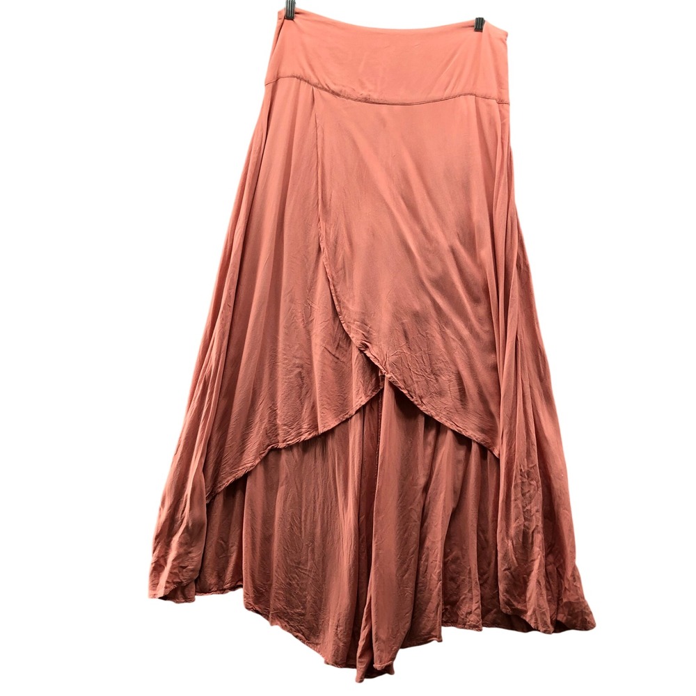 O'Neill Ambrosio High-Low Maxi Skirt Rose Coral Boho Tulip Hem L Breezy Flowy